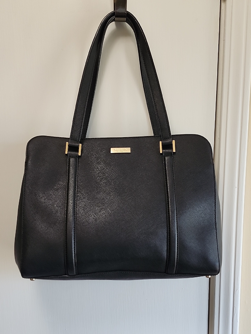 kate spade Black Saffiano-Style Tote with Gold Accent